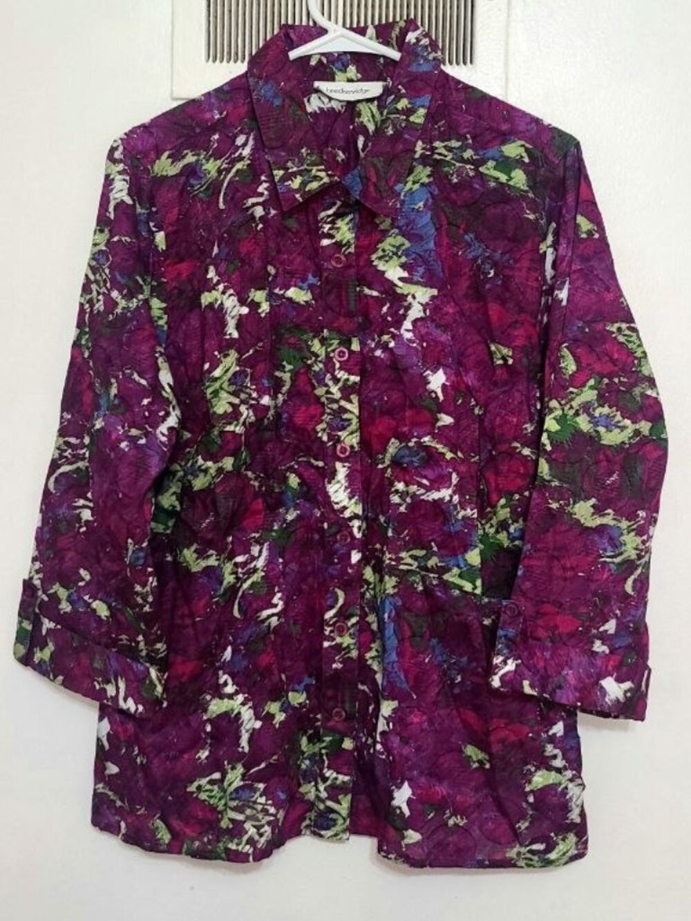 Floral 3/4 Sleeve Button‑Up
